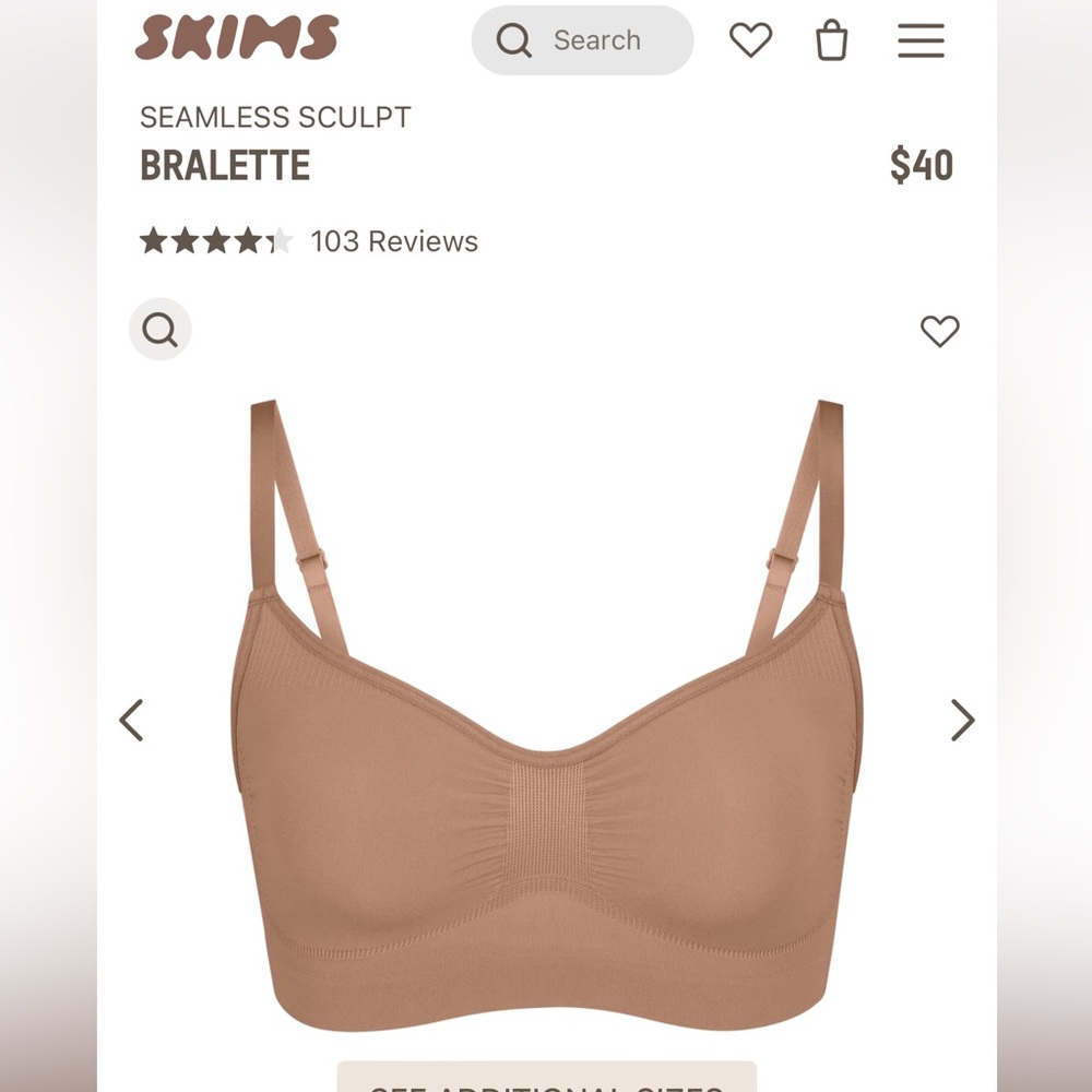 Skims Seamless Sculpt Bralette Sienna 2X/3X